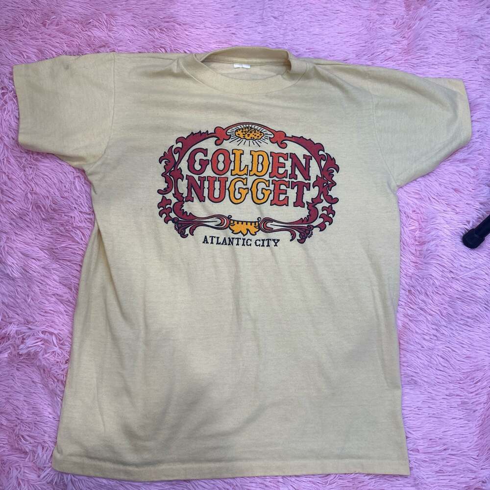 Vintage 80s Golden Nugget Atlantic City Casino Gambling Graphic T-Shirt Size M